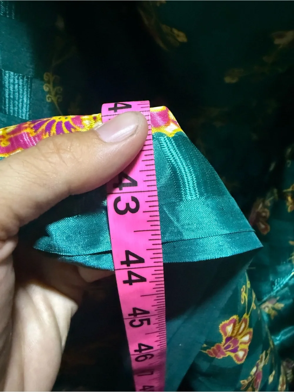 4 yards vintage fabric textile teal green pink yellow floral SUPER NICE!!! NEW